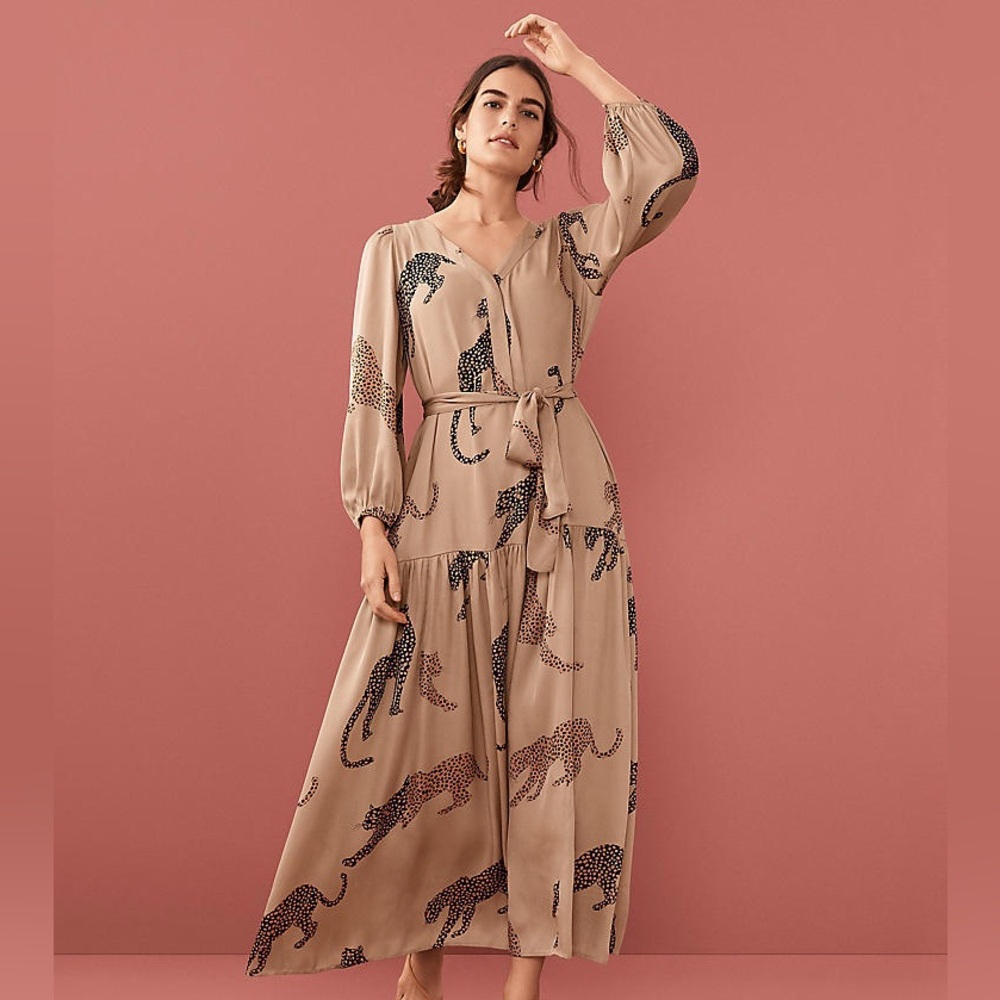 ann taylor cheetah flare maxi dress Petite Animal Print Halter Maxi Dress